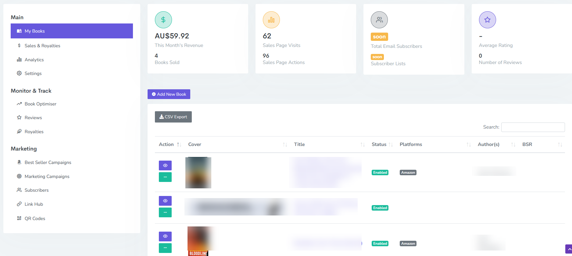 Author Dashboard Preview